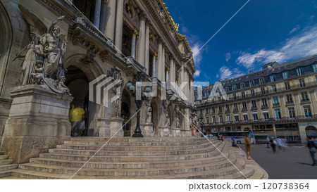 Palais or Opera Garnier The National Academy of Music timelapse hyperlapse in Paris, France. 120738364