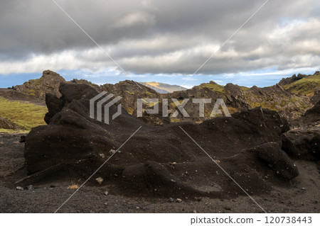 Detail of volcanic rocks, Katla Geopark, Iceland Detail of volcanic rocks, Katla Geopark, Iceland 120738443