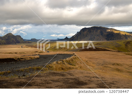 Mountains and landscape in Katla geopark, Iceland 120738447
