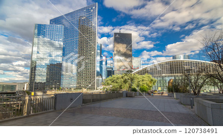 Skyscrapers of Defense timelapse hyperlapse modern business and financial district in Paris Skyscrapers of Defense timelapse hyperlapse modern business and financial district in Paris 120738491