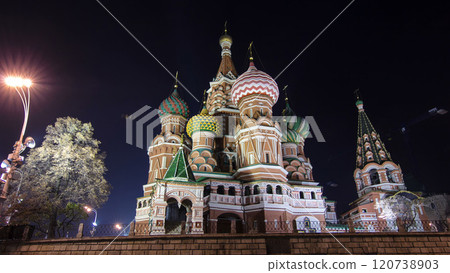 Back side of St. Basils cathedral timelapse hyperlapse in Moscow, Russia 120738903