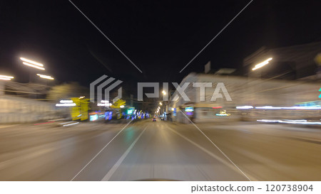 Drive through Traffic of cars in Moscow city streets, timelapse hyperlapse Russia 120738904