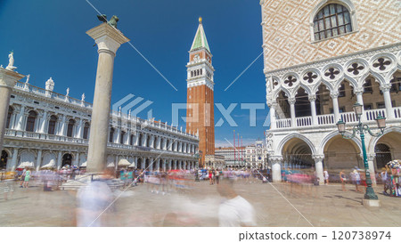 Campanile di San Marco and Palazzo Ducale, from San Giorgio Maggiore timelapse hyperlapse, Venice, Italy. Campanile di San Marco and Palazzo Ducale, from San Giorgio Maggiore timelapse hyperlapse, Venice, Italy. 120738974