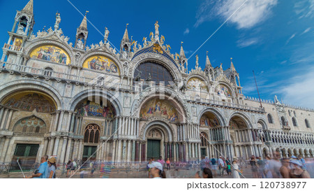 Basilica of St Mark timelapse hyperlapse. It is cathedral church of Roman Catholic Archdiocese of Venice 120738977