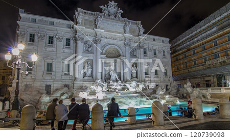 The famous Trevi Fountain at night timelapse hyperlapse. The famous Trevi Fountain at night timelapse hyperlapse. 120739098
