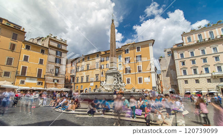 Fountain timelapse hyperlapse on the Piazza della Rotonda in Rome, Italy 120739099