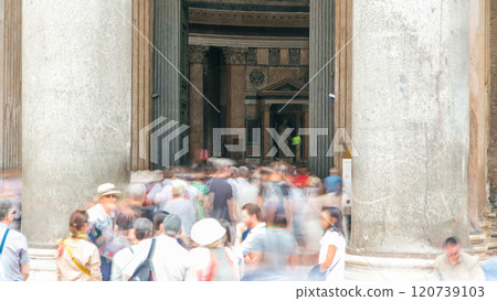 Tourists visit the Pantheon timelapse at Rome, Italy. 120739103