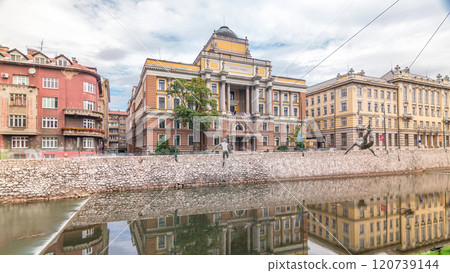 The Rectorate and Law School Building in Sarajevo timelapse hyperlapse 120739144