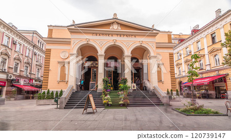 Building of Gradska Trznica Markale timelapse hyperlapse, the City Market place of Healthy Food 120739147