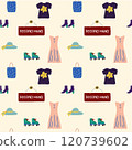 Second hand shop thrifting pattern vector artwork 120739602