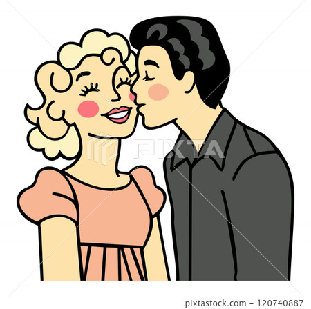 Kissing couple. Happy Valentine's Day. Love concept. Vector isolated illustration Kissing couple. Happy Valentine's Day. Love concept. Vector isolated illustration 120740887