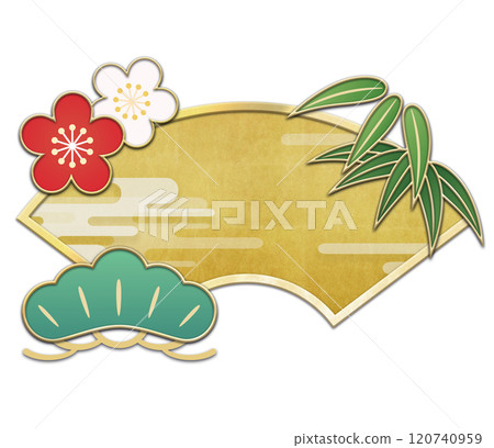 松竹梅金扇圖解 松竹梅金扇圖解 120740959