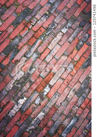 Tiled Bricks Pavement. Red Textured Background. Vertical Smartphone Wallpaper. Tiled Bricks Pavement. Red Textured Background. Vertical Smartphone Wallpaper. 120741498
