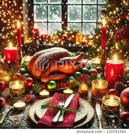 時尚的聖誕餐桌 120741568