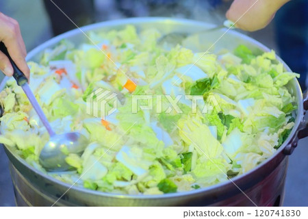 Taste of the Night - Pork soup simmered in a large pot Taste of the Night - Pork soup simmered in a large pot 120741830