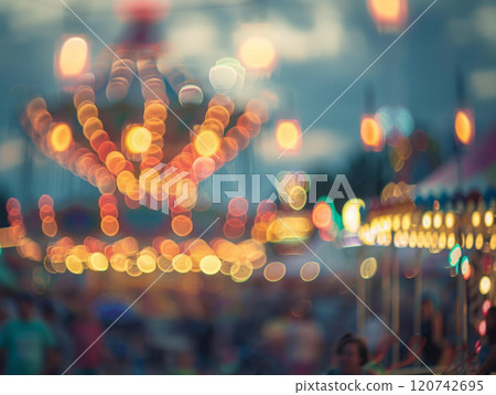 Blurred Lights and People at an Amusement Park 120742695