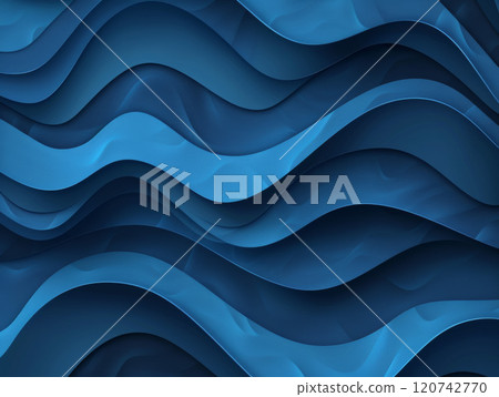 Abstract Blue Layered Wave Pattern with Depth...-插圖素材 [120742770] - PIXTA圖庫
