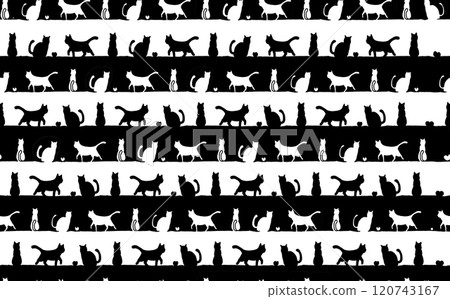 Hieroglyphic Cat Stripe (Seamless) Hieroglyphic Cat Stripe (Seamless) 120743167