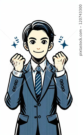 Person material - Young male office worker salaryman style image posing with guts 120743300