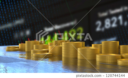 The Gold coins for earn or Business concept 3d rendering. 120744144