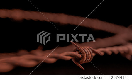 The Rusty Barbed wire on Black Background  for  Abstract  or war concept 3d rendering. 120744153