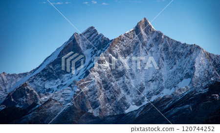 Spectacular view of the Mischabel mountain range from Rotenboden, Dom and Tisch, Zermatt, Switzerland 120744252