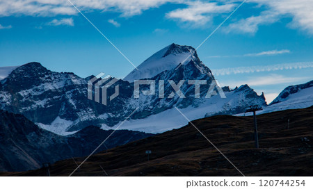 Spectacular view of the Mischabel mountain range from Rotenboden, Allalinhorn, Zermatt, Switzerland Spectacular view of the Mischabel mountain range from Rotenboden, Allalinhorn, Zermatt, Switzerland 120744254