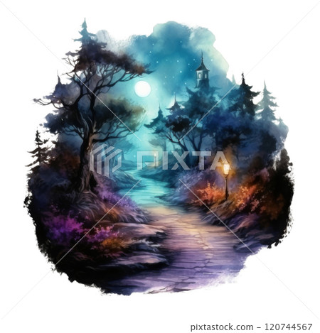 A Moonlit Path Through a Dark Forest 120744567
