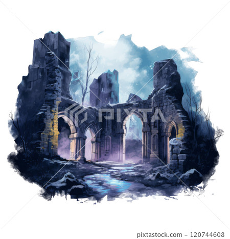 Ruins of a Stone Archway in a Misty Landscape Ruins of a Stone Archway in a Misty Landscape 120744608