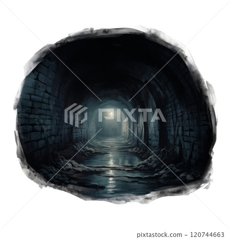 A Dark and Gloomy Tunnel with a Glimmer of Light at the End 120744663