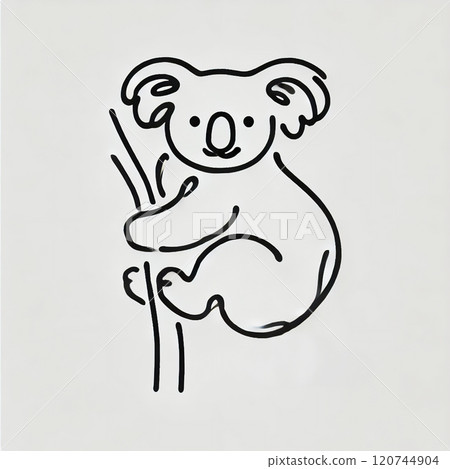可愛的線條畫無尾熊擁抱一棵樹 可愛的線條畫無尾熊擁抱一棵樹 120744904