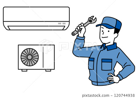 A repairman man solving an air conditioner problem 120744938