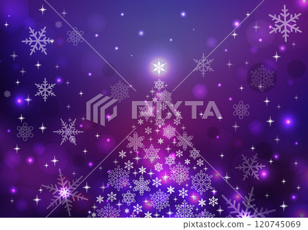 可愛的聖誕樹背景紫色與雪花 120745069
