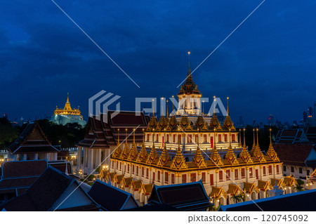 Wat Ratchanadda, the Buddhist temple at night in Bangkok, Thailand Wat Ratchanadda, the Buddhist temple at night in Bangkok, Thailand 120745092