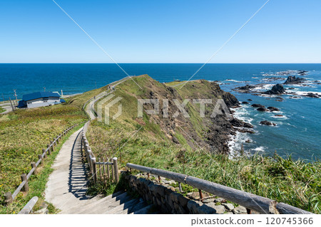 Scenery of the promenade at Cape Erimo in summer Scenery of the promenade at Cape Erimo in summer 120745366