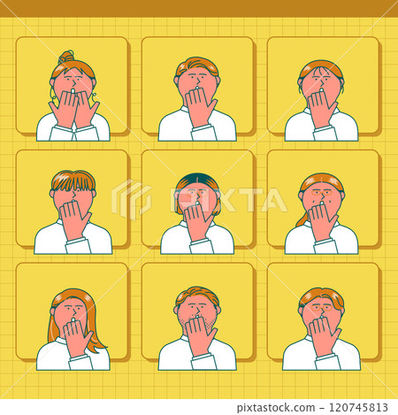 Surprised men and women illustration set 120745813