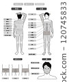 Image illustration of vector data of white background indicating the whole body of the hair removal esthetics of young Asians 120745833