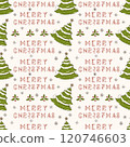 Christmas color seamless contour illustration in the style of childrens doodles Festive fir tree and greeting inscription 120746603