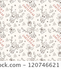 Christmas seamless contour illustration in the style of childrens doodle Christmas deer 120746621