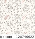 Christmas seamless contour illustration in the style of childrens doodle Santa Claus Face 120746622