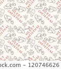Christmas seamless contour illustration in the style of childrens doodles gift socks and Santa hat 120746626