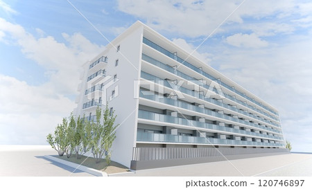 White apartment building overall White apartment building overall 120746897