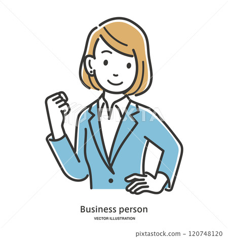 Illustration material of a businesswoman posing with a positive expression Illustration material of a businesswoman posing with a positive expression 120748120