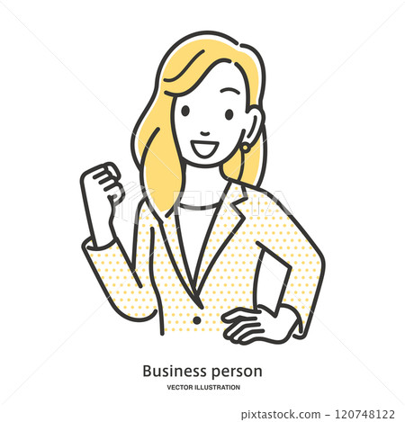 Illustration material of a businesswoman posing with a positive expression Illustration material of a businesswoman posing with a positive expression 120748122