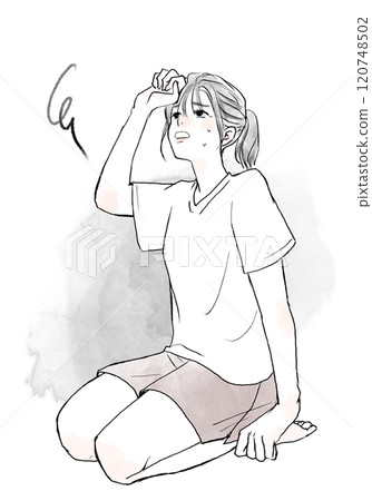 疲憊的女人坐下來 疲憊的女人坐下來 120748502