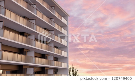 Apartment bathed in the sunset 120749400