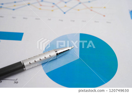 Pen on chart graph paper. Finance, account, statistic, investment data economy, stock exchange business. 120749630