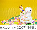 Stock Photo: The zodiac sign for Reiwa 7, 2025 is the snake (Snake) New Year's card material for the year of the snake (Japanese, Japanese paper, Chiyogami, New Year's accessories, etc.) 120749681