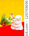 Stock Photo: The zodiac sign for Reiwa 7, 2025 is the snake (Snake) New Year's card material for the year of the snake (Japanese, Japanese paper, Chiyogami, New Year's accessories, etc.) 120749690