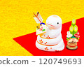 Stock Photo: The zodiac sign for Reiwa 7, 2025 is the snake (Snake) New Year's card material for the year of the snake (Japanese, Japanese paper, Chiyogami, New Year's accessories, etc.) 120749693